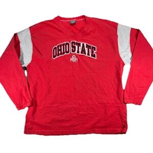 Pro Edge Ohio State Buckeyes Long Sleeve Shirt 2XL Red Y2K Football Embroidered